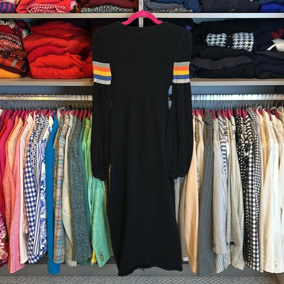 Jonny Cota black with stripes long sleeve side zipper sweater dress size S - Picture 4 of 4